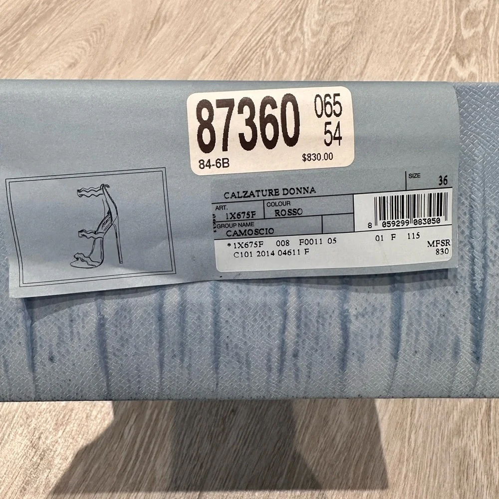 Prada Red Suede Scalloped Heels Size 36 - Picture 5 of 6